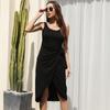 Spring and Summer Suspender Pleated T-shirt Vest Skirt Europe, America, Amazon Cross-border Sleeveless Explosion Irregular Dress