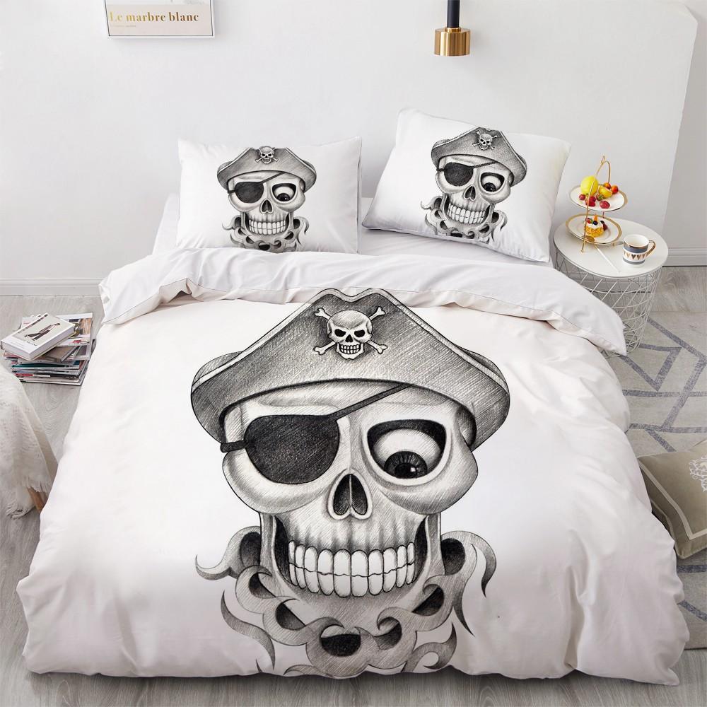 

Comforter Skull Couple King Queen Skeleton Bride Bedding Set For Kids Teens Adults Halloween White 2/3Pcs Soft Comforter (quilt)-EU Single(135*200cm)3pcs