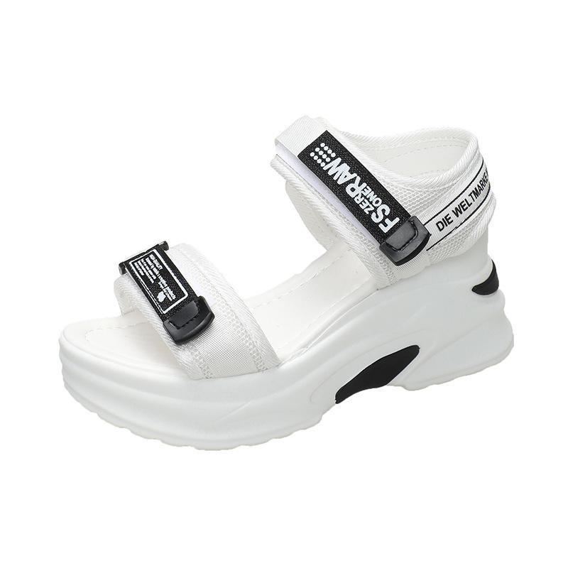 2025 Summer Women's Lightweight Velcro Wedge Sandals – Comfortable Thick-Soled, Flat Bottom Casual Beach Footwear for Students