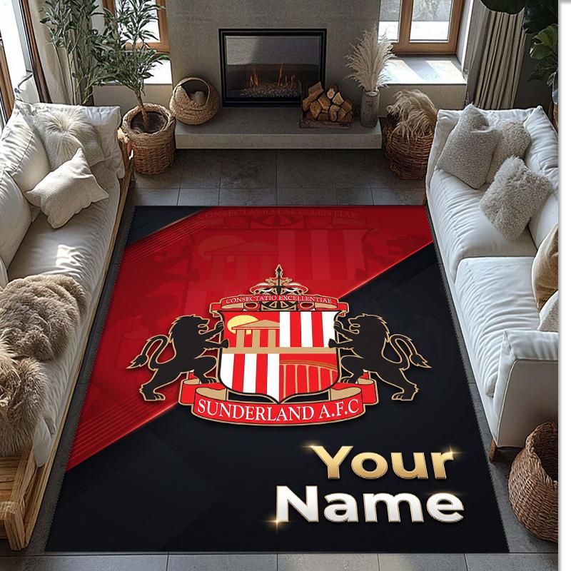 Sunderland FC Printed Crystal Velvet Rug Non‑Slip Crystal Velvet Carpet For Sofa Bedroom Indoor Home Decoration