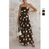European and American Summer Polka Dot Printing Chest Wrap Off The Shoulder Ins Style Fashion Mesh Long Dress 80