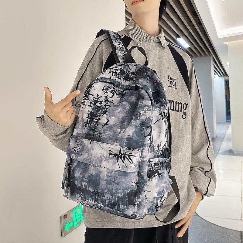 Schoolbag Chinese style schoolbag male new simple high school backpack college student large capacity tie-dye backpack