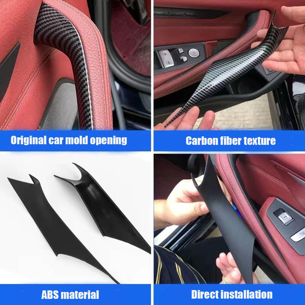 2 Pieces Interior Door Panel Grab Handle Covers Carbon Fiber Armrest Protective Trim For BMW 5 Series G30 G38