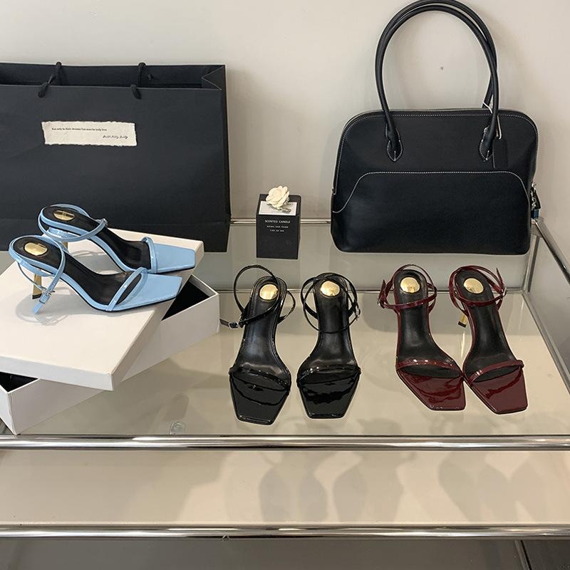 One Word with Thin Heel Medium Heel Versatile Simple Fairy High Heel Sandals Female Summer