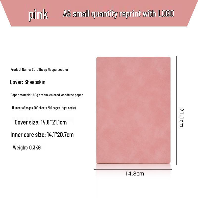 A5/B5 Sheepskin Leather Notebook with Custom Logo for Business Meetings - Personalizable Name Printing Available