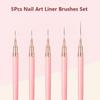 5Pcs Nail Art Liner Brush Set, French Stripe Line Painting Drawing Flower Pen for Acrylic & Gel Polish Manicure Tool