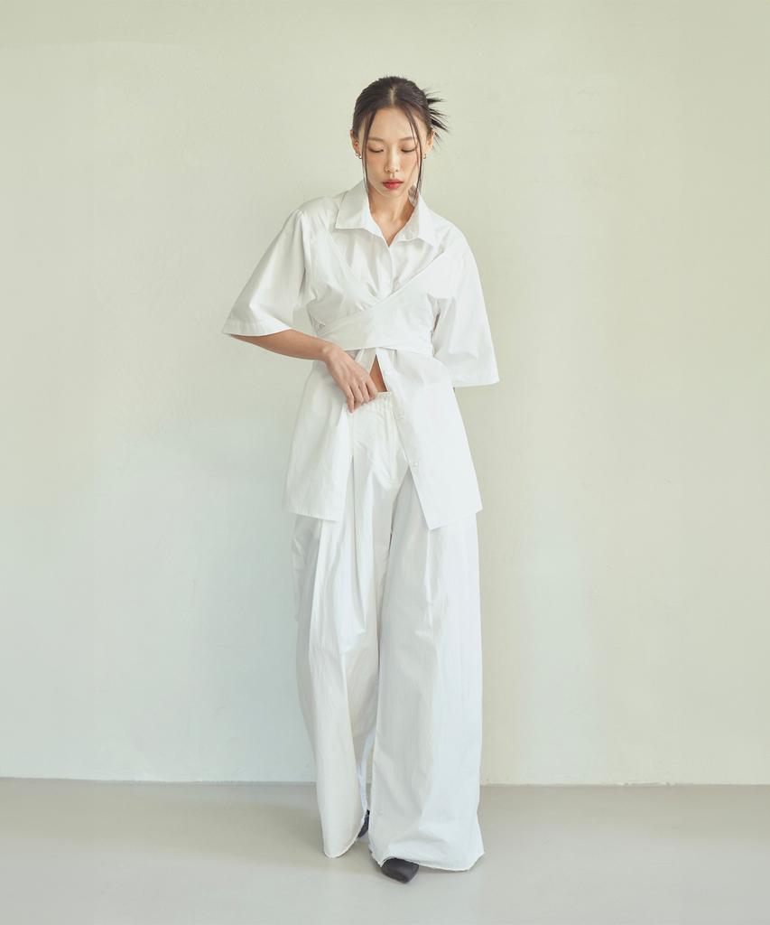 Ledi Two Pintuck Wide Pants White