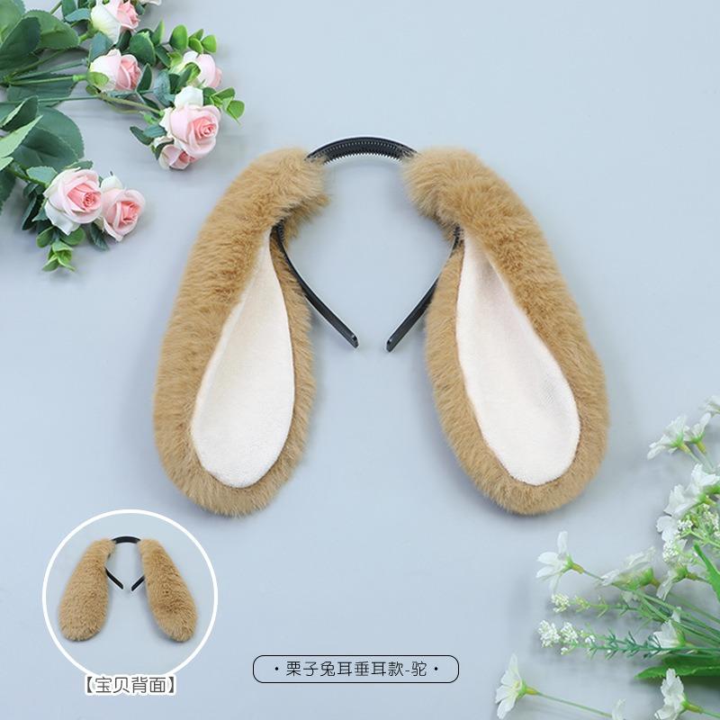 Lowering Ear Rabbit Hair Accessories Cosplay Pug Poodle Ears Tail Handmade Simulation Plush Headband