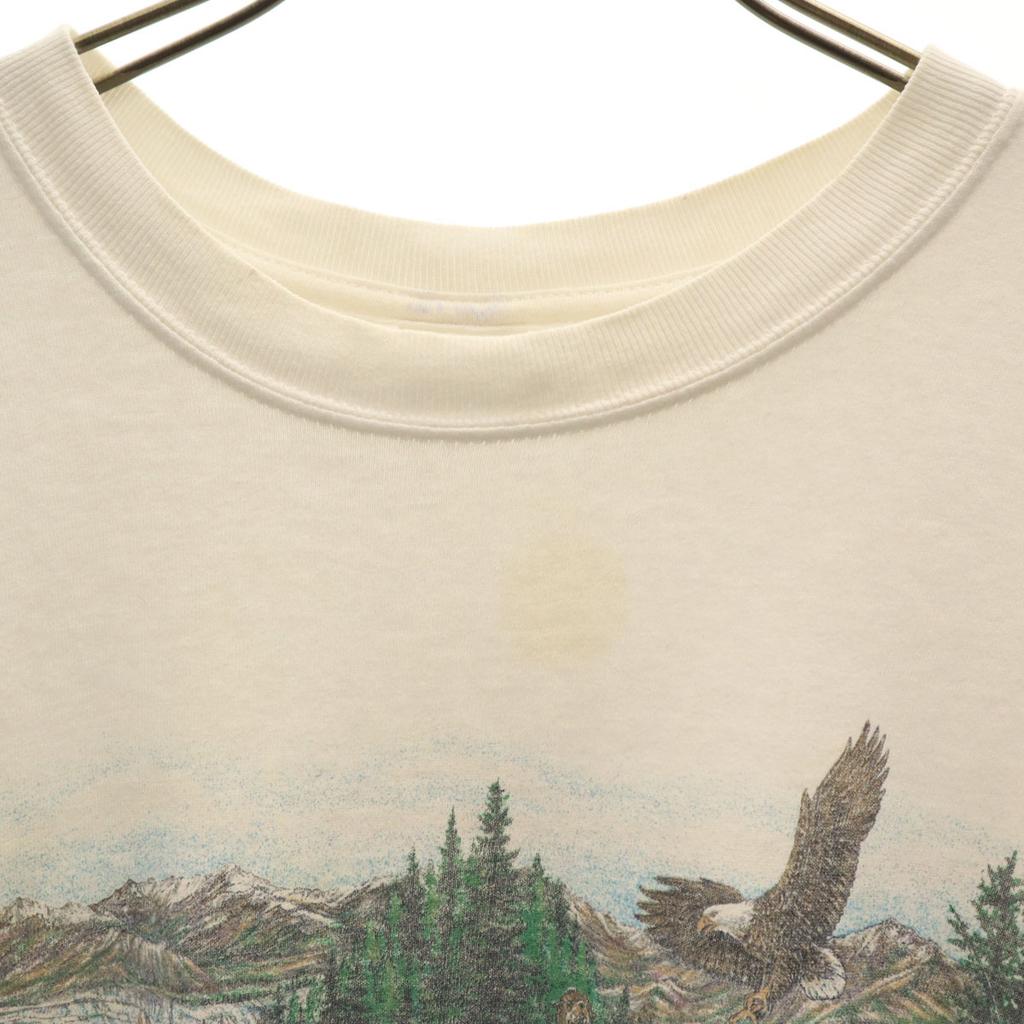 anvil 90s Old animal print Short sleeve T-shirt white Men's Used