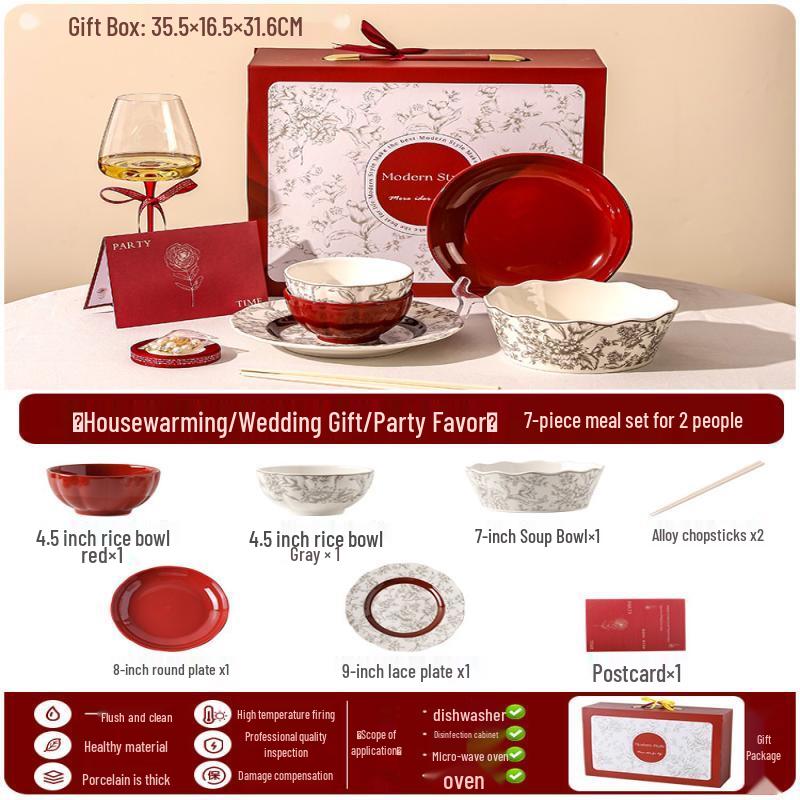 Wuhe 2-Person 7-Piece Ceramic Tableware Set