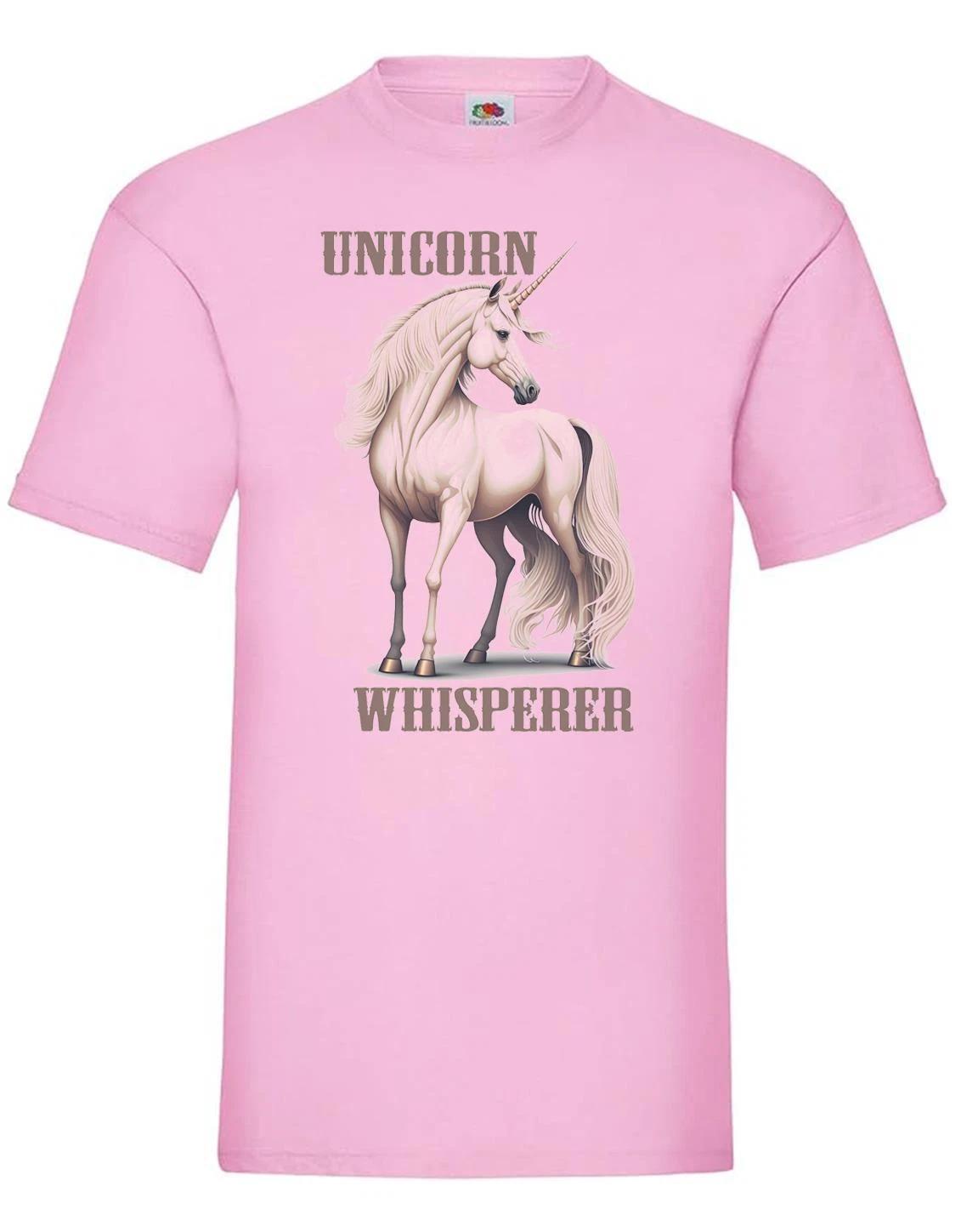 

Mens Unicorn Whisperer Mythical Creature Stallion Horse Unisex Pink 100% Cotton T-shirt Mens Tees Top S