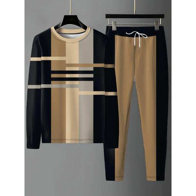Vintage Trainingsanzug Frühling Übergroßes Set Druck Langarm T-Shirt+Hose Jogger Sportbekleidung Lässig Streetwear 2-teiliger Anzug