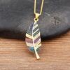 Nidin 6 Styles Irregular Patterns Elegant Feather Pendant Gold Plated Chain Necklaces For Women Accessories Bohemia Jewelry Gift