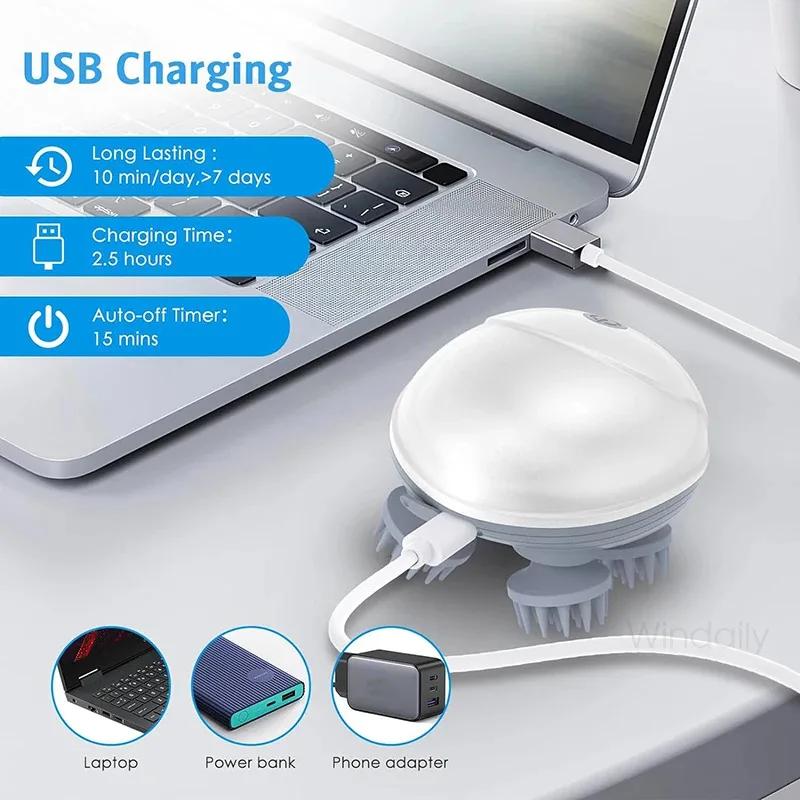 Electric Scalp Head Massager Kneading Vibrating Device Health Care Shoulder Neck Leg Arm Deep Tissue Massage Cat Pet Massager