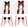 Fashionable Buns Headband Hair Tie With Soft Furry Pompoms Lovely Bowknot Buns Hairhoop For Casual and Cosplay Event