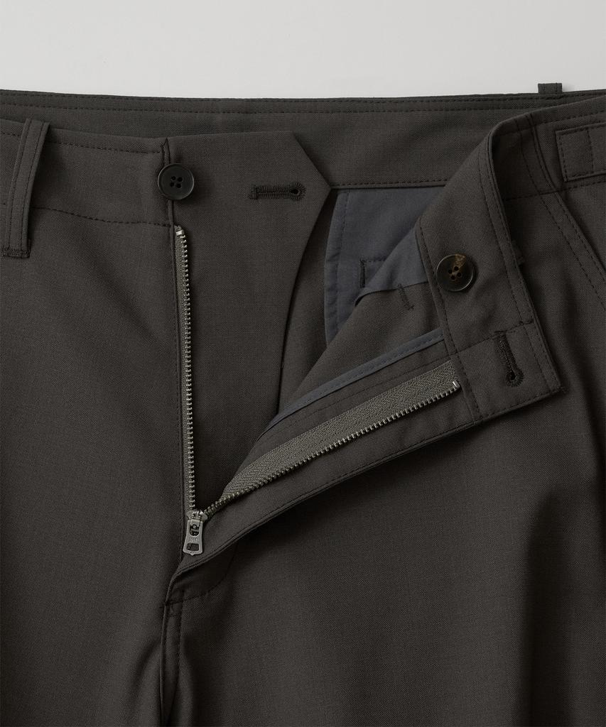 ANOTHER OFFICE Tropical-Wool Utility Pants (Dark Oak)