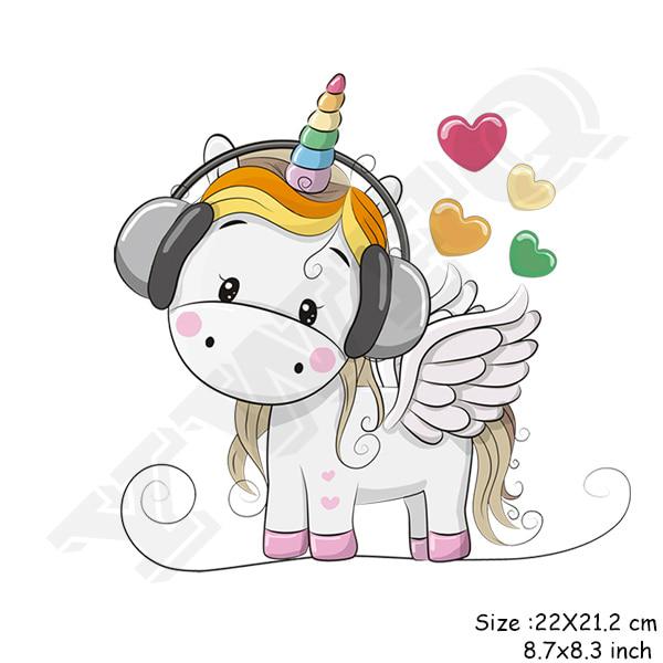 Flower Unicorn Stickers for Girls Boy Gift Badges Diy Accessory Heat Transfer Clothing Decor Patches