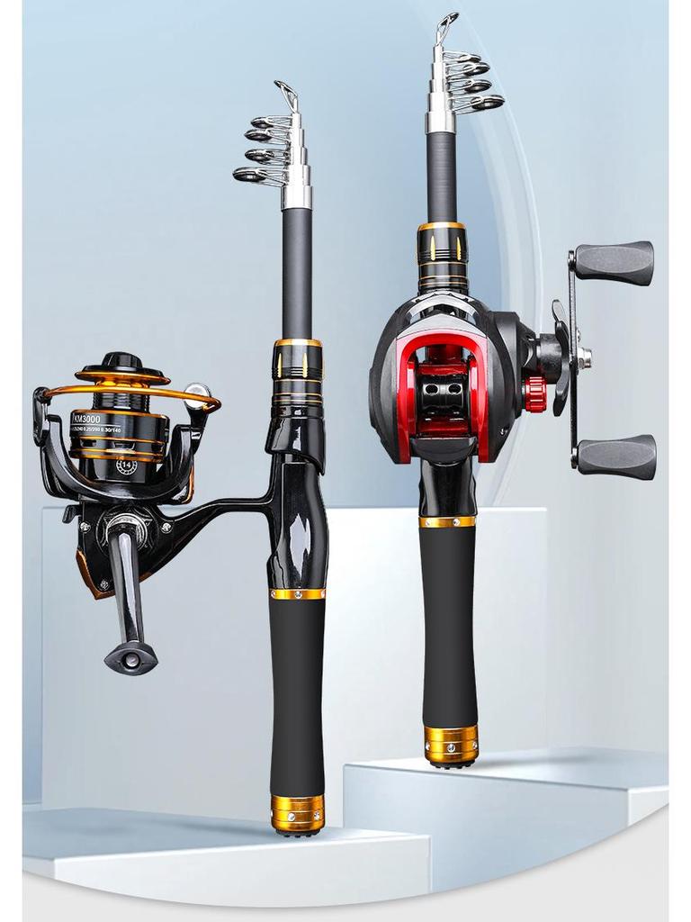 Telescopic Long Distance Casting Sea Fishing Rod Set with Guides & Baitcasting Reel