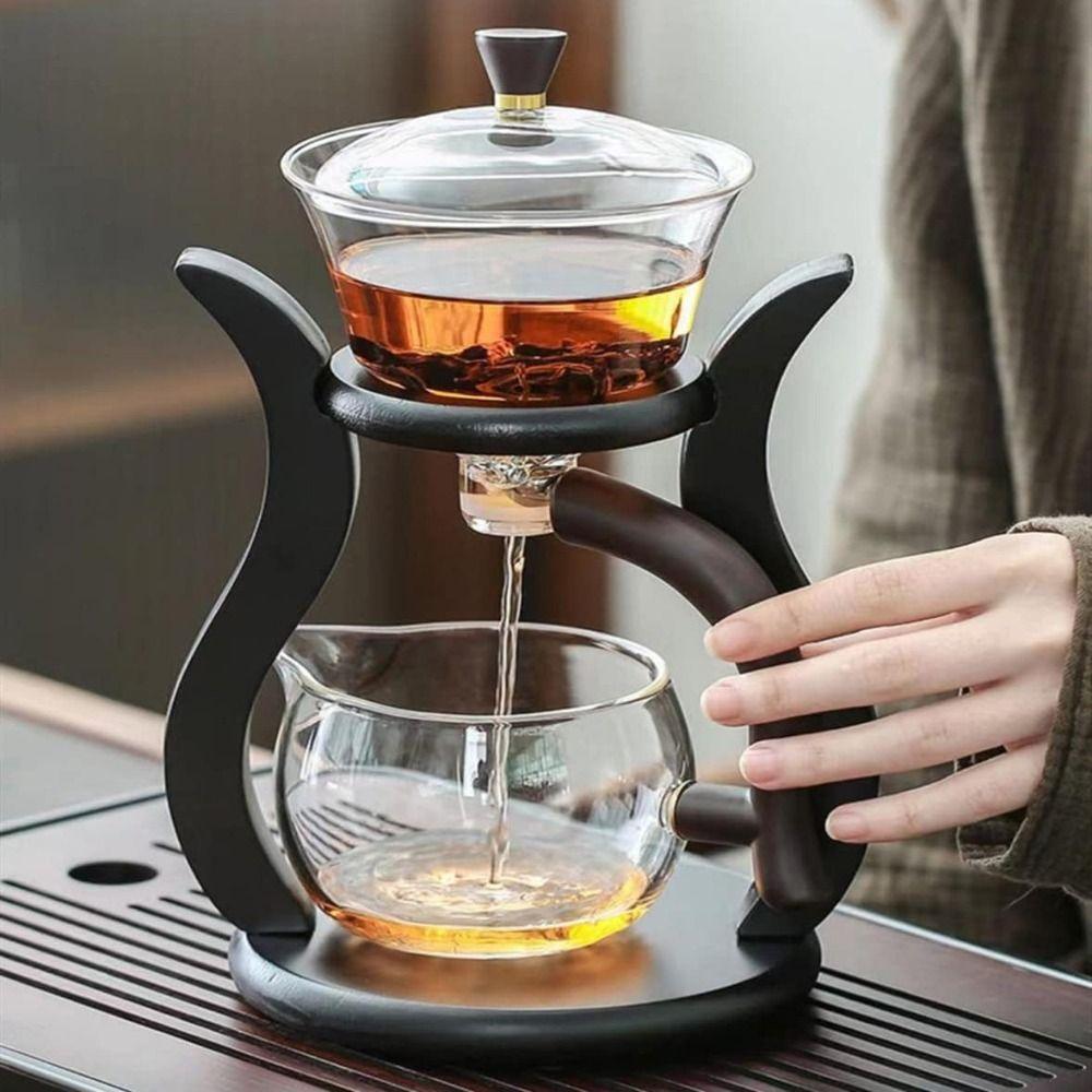 Heat-Resistant Semi-Automatic Teapot Set Magnetic Water Diversion Transparent Tea Brewer  Kitchen