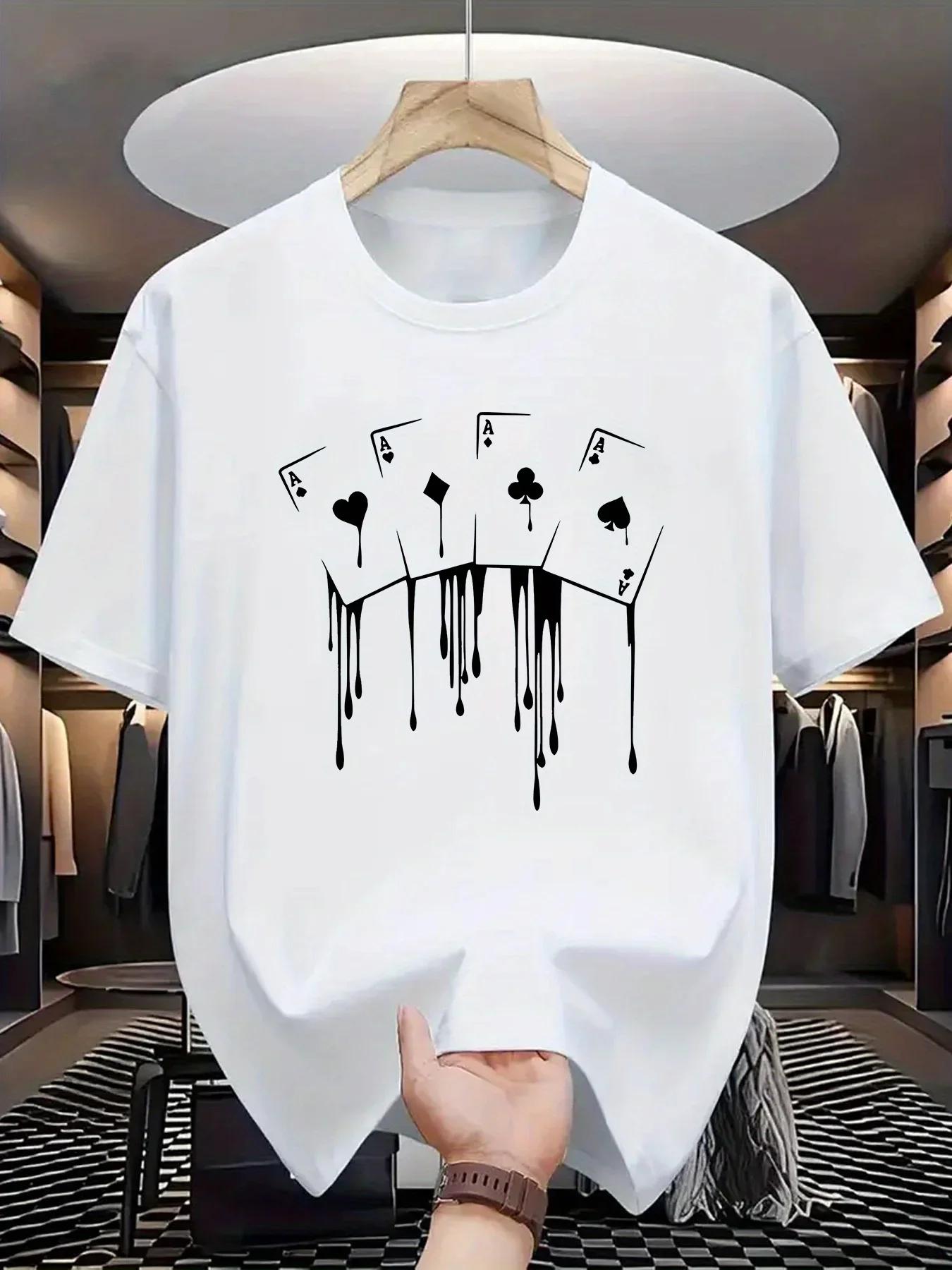 

Casual Playing Cards Printed TShirt Comfortable Short Sleeve Round Neck Sports TShirt Summer Women Clothing Harajuku Y2K top 4XL