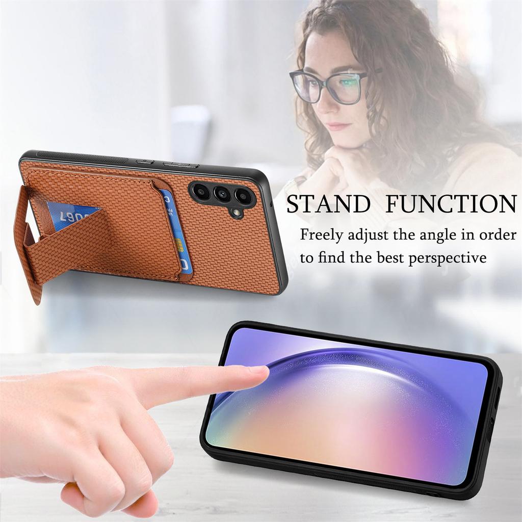 C1-11 For Samsung Galaxy A35 5G Case Carbon Fiber Texture Leather Coated TPU Phone Cover