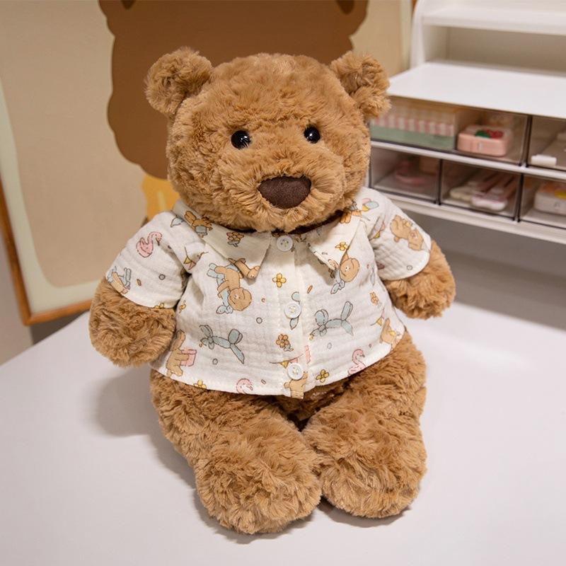 Cartoon Barcelona Bear Doll Brown Clothes Teddy Bear Plush Toy Doll Children's Pillow Doll Gift