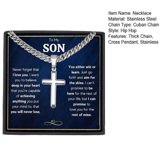 Men Necklace with Card And Box Pendant Thick Hollow Chain Stainless Steel