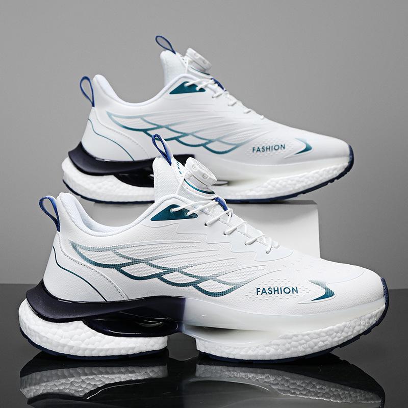 2024 Men's Summer Rotating Button Running Sneakers with Breathable Thick-Soled Popcorn Cushioning