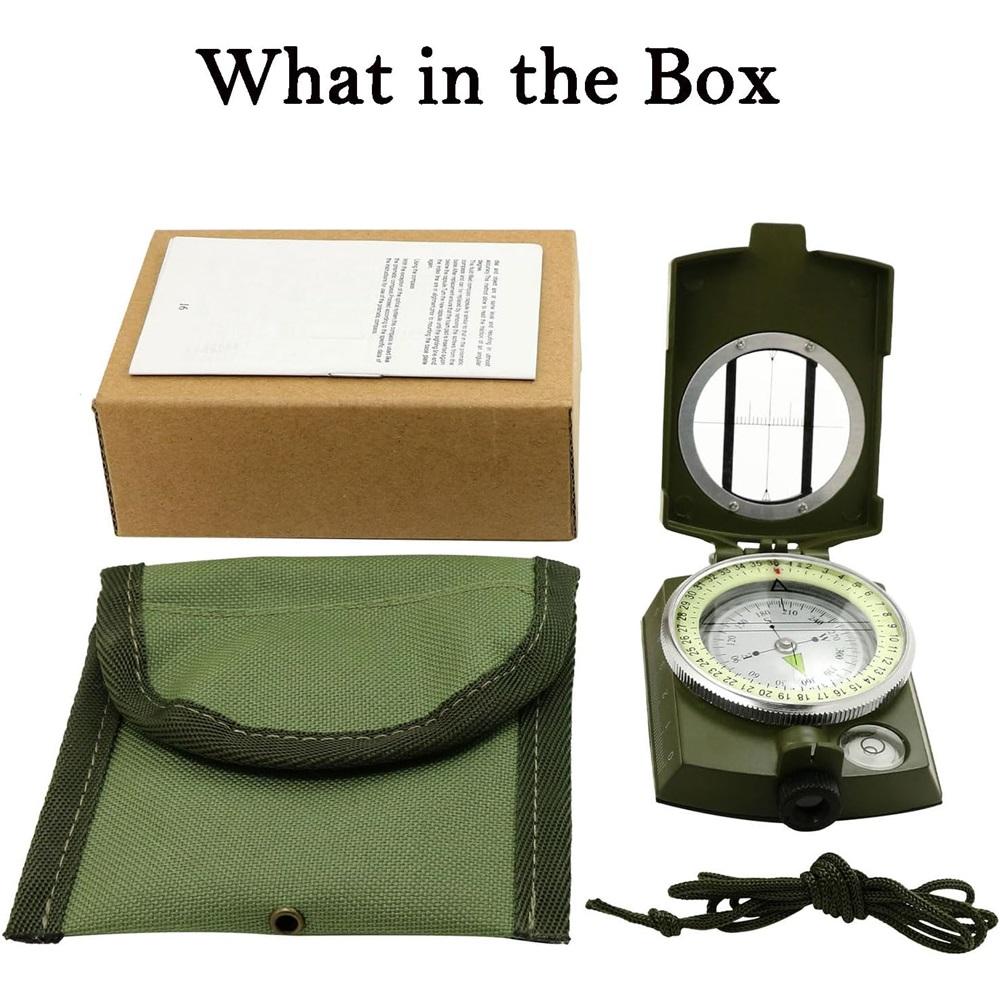 Compass Hiking Compass - Navigation, Pocket, Waterproof, Shockproof, Military - Hiking, Climbing, Biking, Exploring, Geology, Outdoor Activities