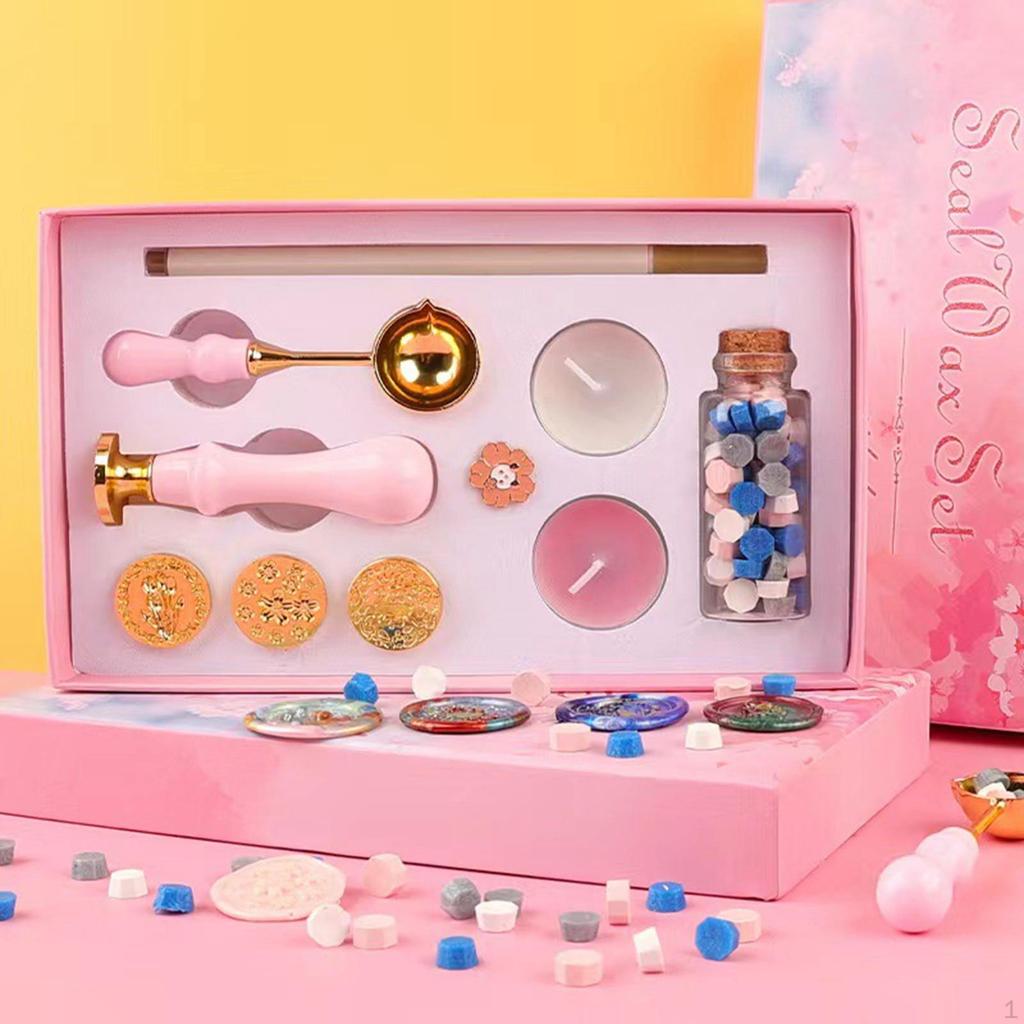 Set ,with Candles Furnace Spoons ,Wax Particles Macaron Color Coloring Pens Sealing Wax Bead for