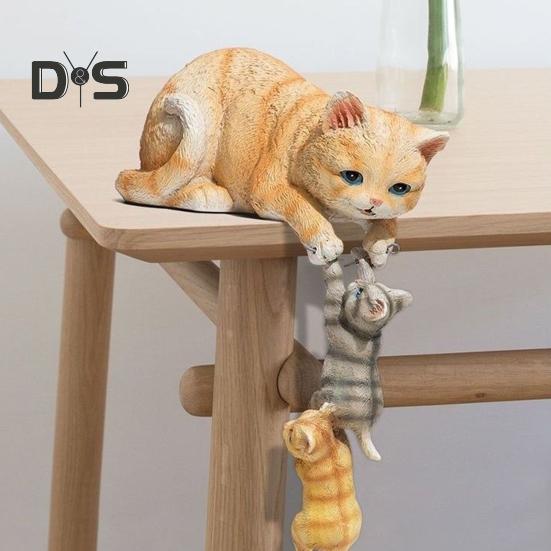 Sculptură Rășină Pisici Pisică Mamă și Pisoi Figurine Decor Margine Birou Statuetă Pisică pentru Decor Acasă Dormitor Cameră Copii