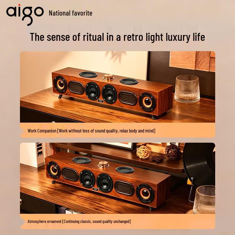 Aigo T529 Bluetooth Wooden Desktop Speaker (CN Version)