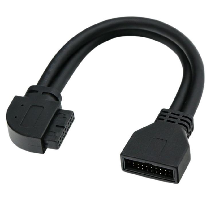 Fast Speed USB3.0 Internal Cable 19Pin 20Pin Right Angled Connector Shielding Flexible PVC For Desktop Motherboards