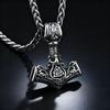 HNSP 316L Stainless Steel Mjolnir Thor Hammer Viking Norse Rune Pendant Necklace For Men Vintage Jewelry Accessories Ideal Gift