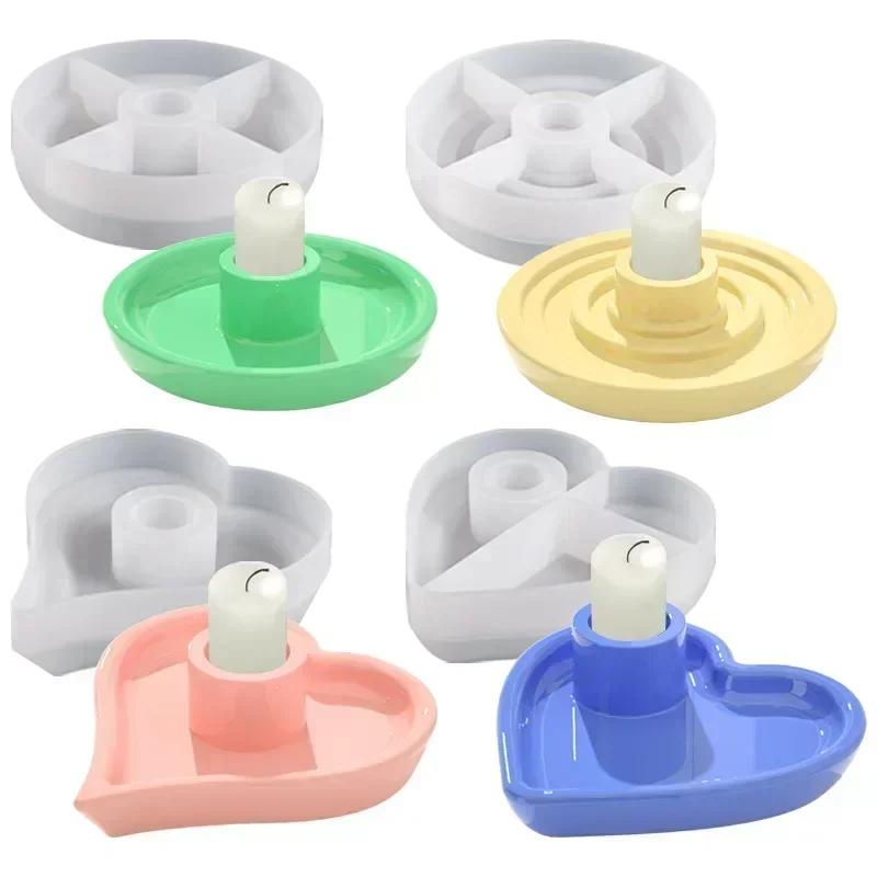 New Heart-shaped Silicone Mold Suitable for Love Round Aromatherapy Candlestick Crystal Drip Love Candlestick Candle Socket Mold