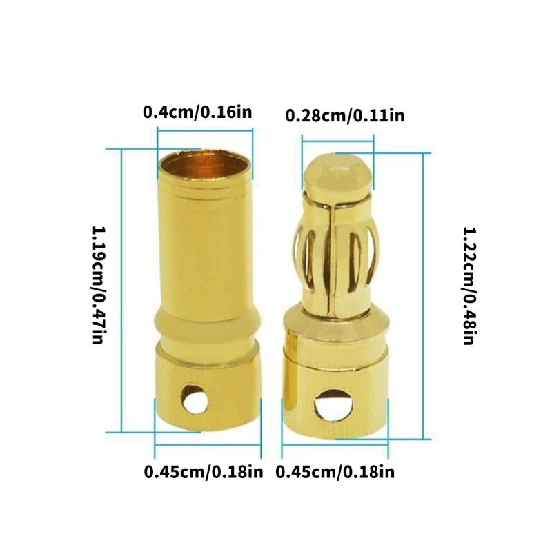 Packung mit 15 Paaren 3,5 mm Kupfer-Bananenstecker Stecker und Buchse für bürstenlosen Motor und elektronischen Drehzahlregler