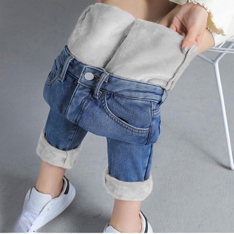Neue Damen Thermo Slim Jeans Herbst Winter Warm Plüsch Stretch Jeans Damen Schneehose Skinny Bleistift Gerade Hose