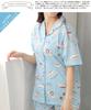 SAZAC Cinnamoroll Women's Cotton Jersey Pajama Set with Short Sleeves and Pants (Turquoise/L/SAN1805)