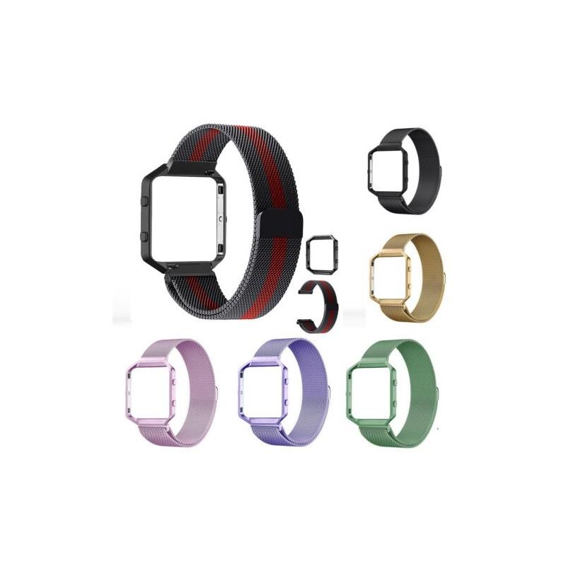 Elegantes Mailänder Metallarmband Armband mit Rahmen für Fitbit Blaze Uhr Tracker