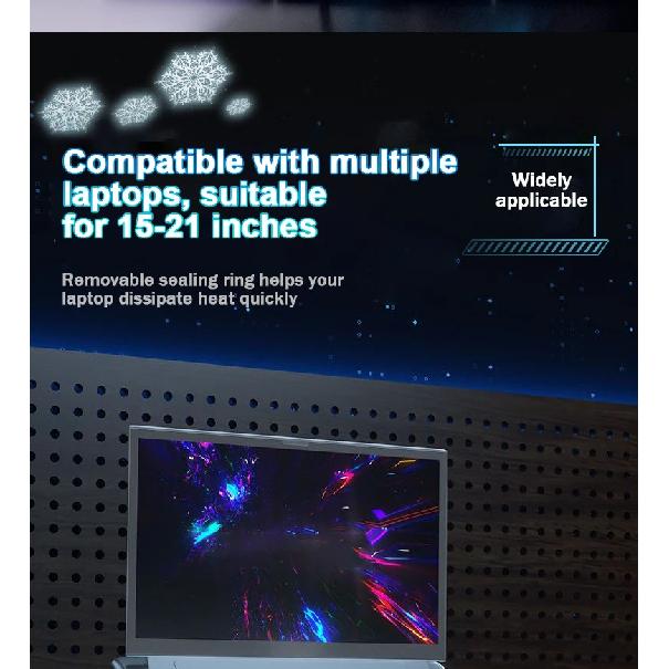 D17 Gaming Laptop Cooling pad for 15-21'' Notebook Cooler Stand w/ RGB Light 2 Fans 5 Angle Adjustable LED Screen Laptop Bracket
