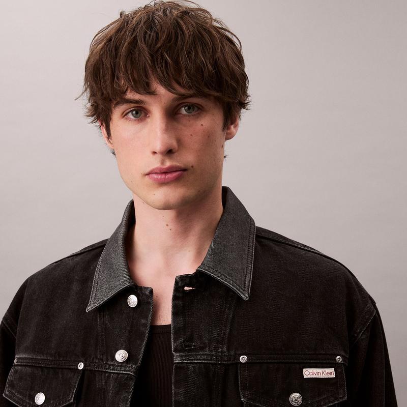 Calvin Klein Vintage Workwear Color Blocked Collar Cotton Trendy Denim Jacket Men Jacket 4RD738G