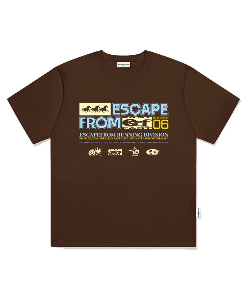 ESCAPEFROM Moving Triple Horse Print Oversized Short Sleeve T-Shirt Black