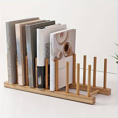 1pc Bamboo Wooden Book Stand & Bookshelf, Portable Assembly, Suitable for Storing Books By The Bed or On The Desk Multi Functional Wooden Storage Rack