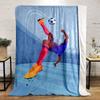 A soccer player performs an acrobatic kick, striking the ball mid-air. for all seasons blanket lunch break throw gift