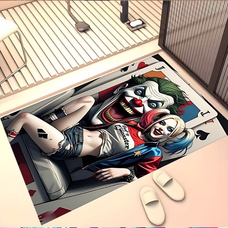 Harley Quinn Joker Print Rug, Washable Floor Carpet, For Entryway Dorm Laundry Room Office Study, Home Decor Birthday Christmas Gift