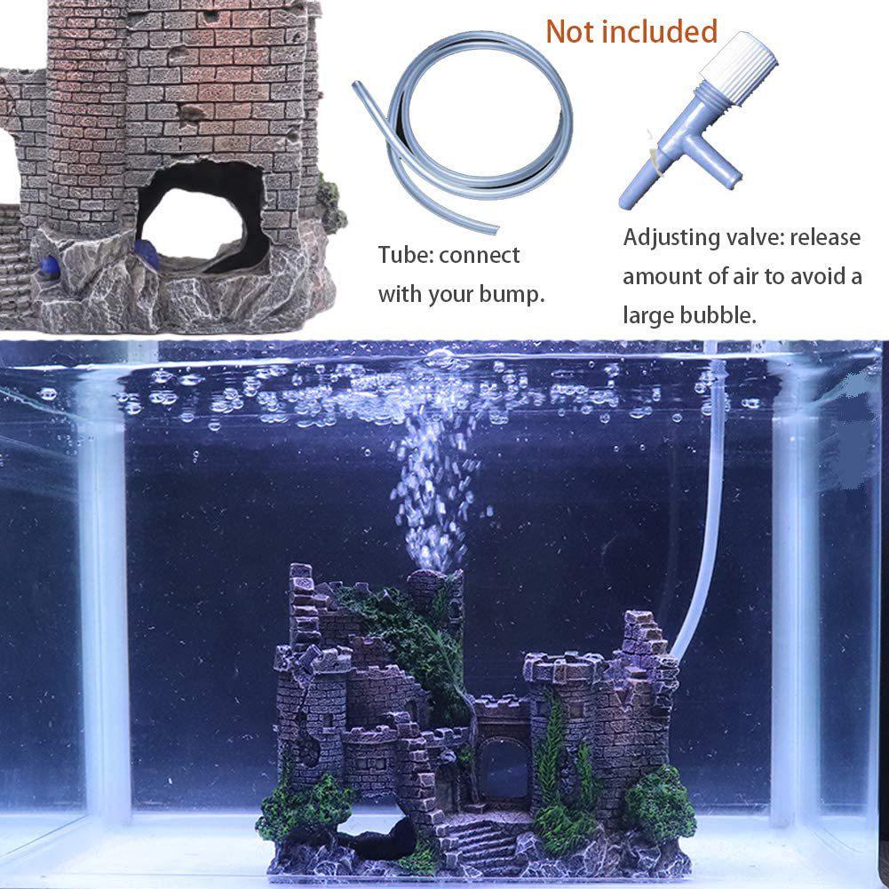 Resin Fish Tank Ornament: Western Castle Cave with Oxygen Feature