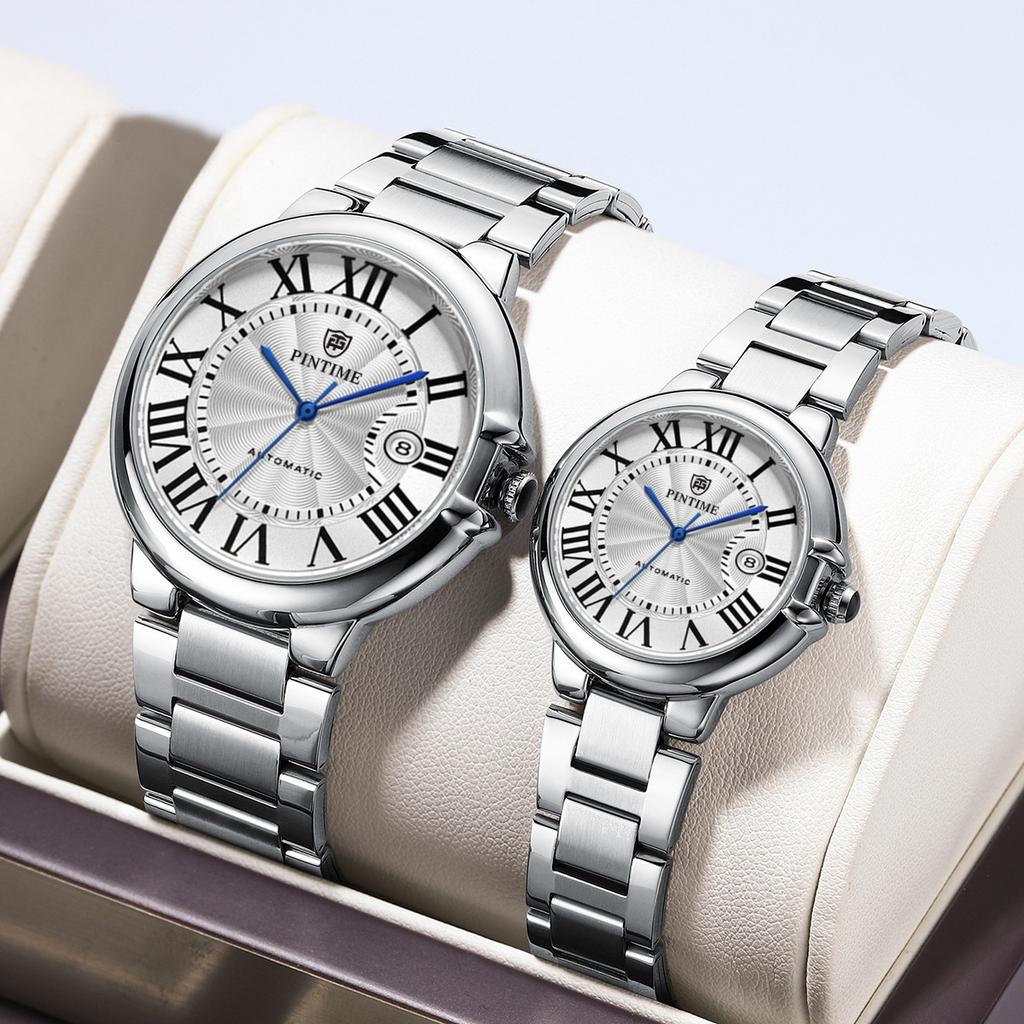 Blauer Ballon Paar Uhr Vollautomatische Mechanische Uhr Business High-End Edelstahl Herren- und Damenuhr Wasserdicht