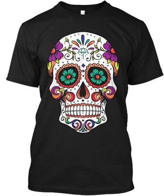 Sugar Skull T-Shirt Made In the USA Size S To 5XL
