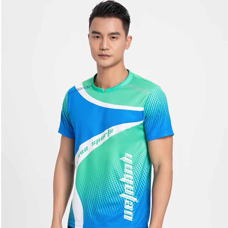 Badminton Clothes Outfit Short-Sleeved Mens and Womens Running Top Red Blue Green Table Tennis Athleticwear Quick-Drying