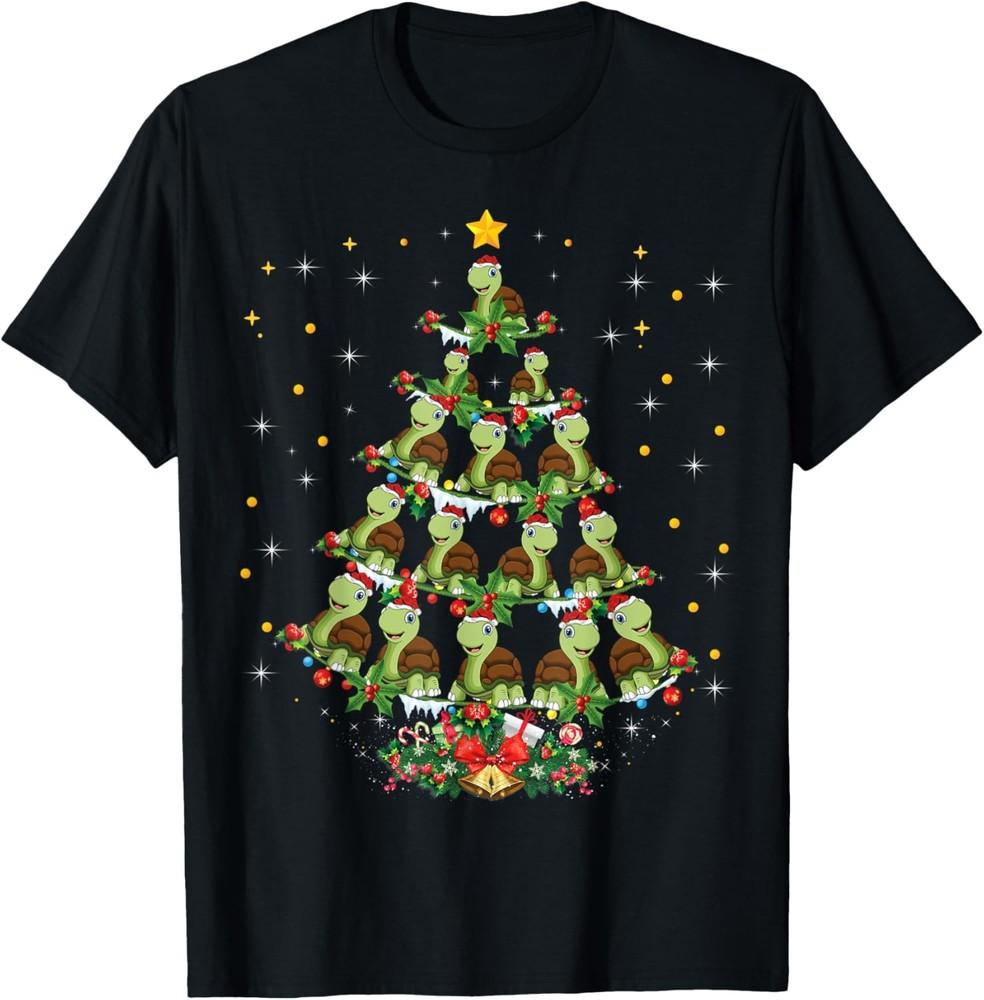 Turtle Reptiles Animal Lover Xmas Gift Turtle Christmas Tree T-Shirt Unisex T-Shirt S